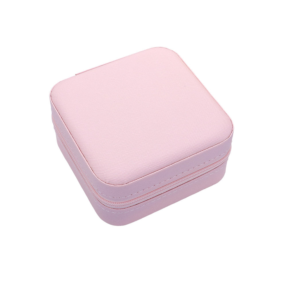 Faux Leather Portable Square Jewelry Box