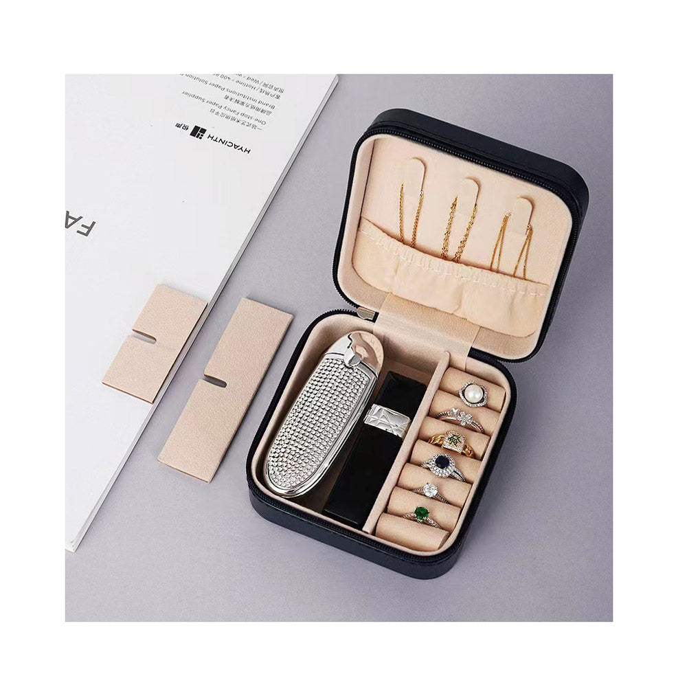 Faux Leather Portable Square Jewelry Box