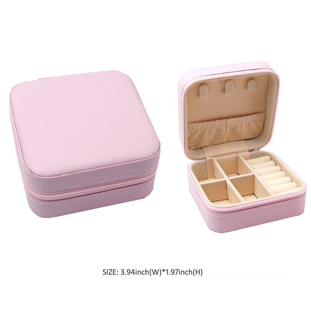 Faux Leather Portable Square Jewelry Box