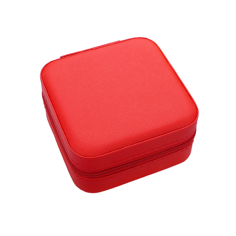 Faux Leather Portable Square Jewelry Box
