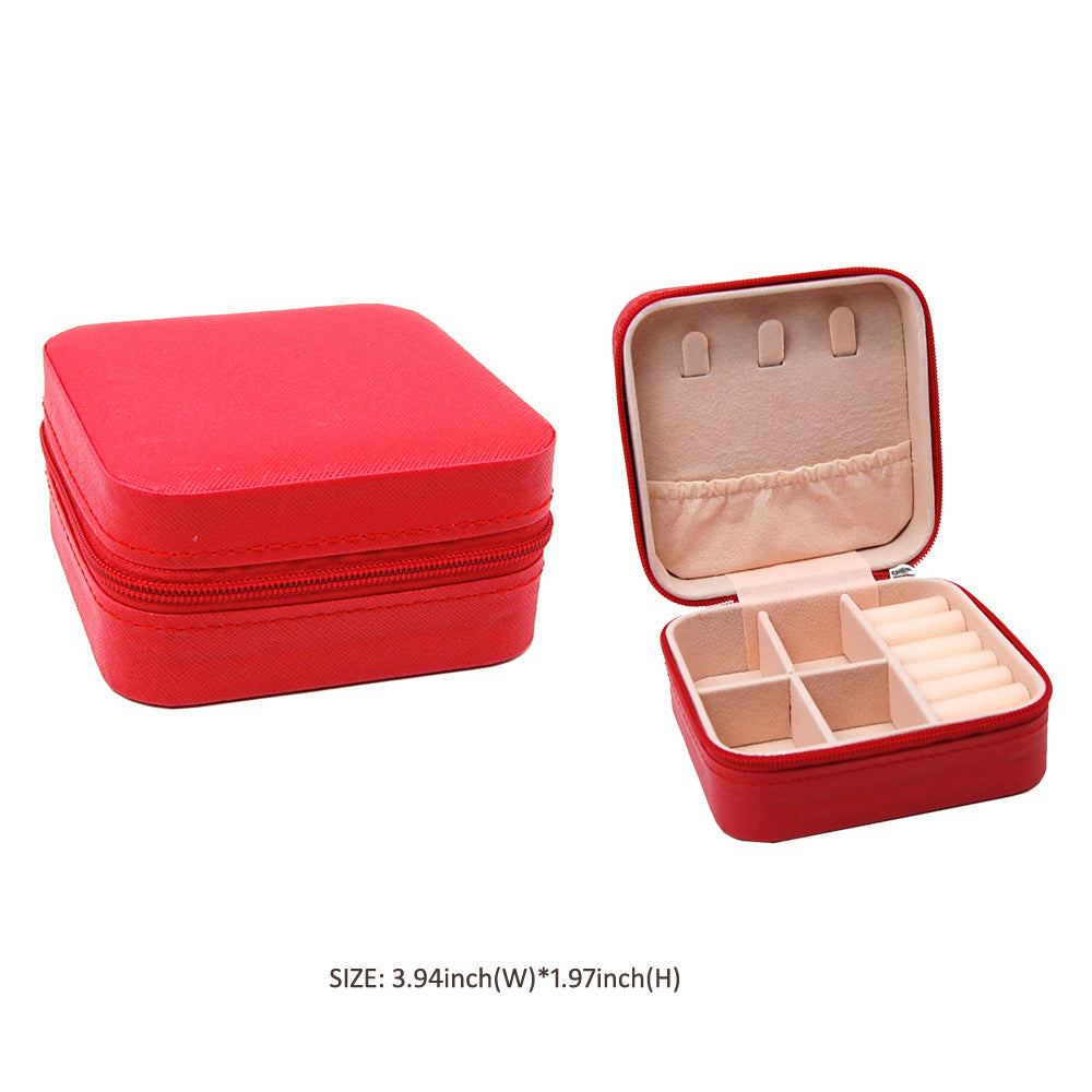 Faux Leather Portable Square Jewelry Box