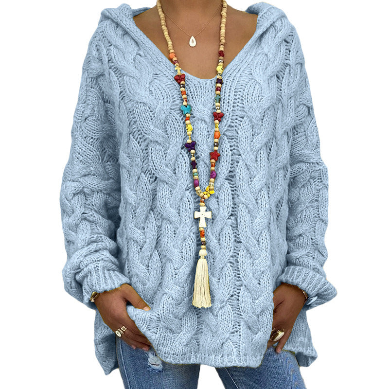 Pull à capuche ample à manches longues pour femme 