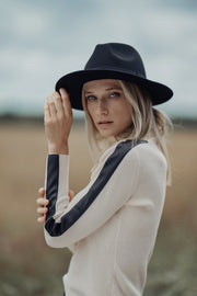 TURTLENECK SWEATER WITH LEATHER DETAIL