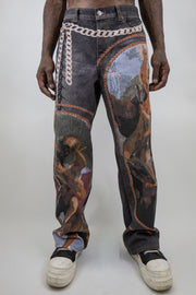 RM202B Martyr - Graphic Printed Baggy Jeans