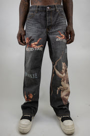RM205B BABY - Graphic Printed Baggy Jeans