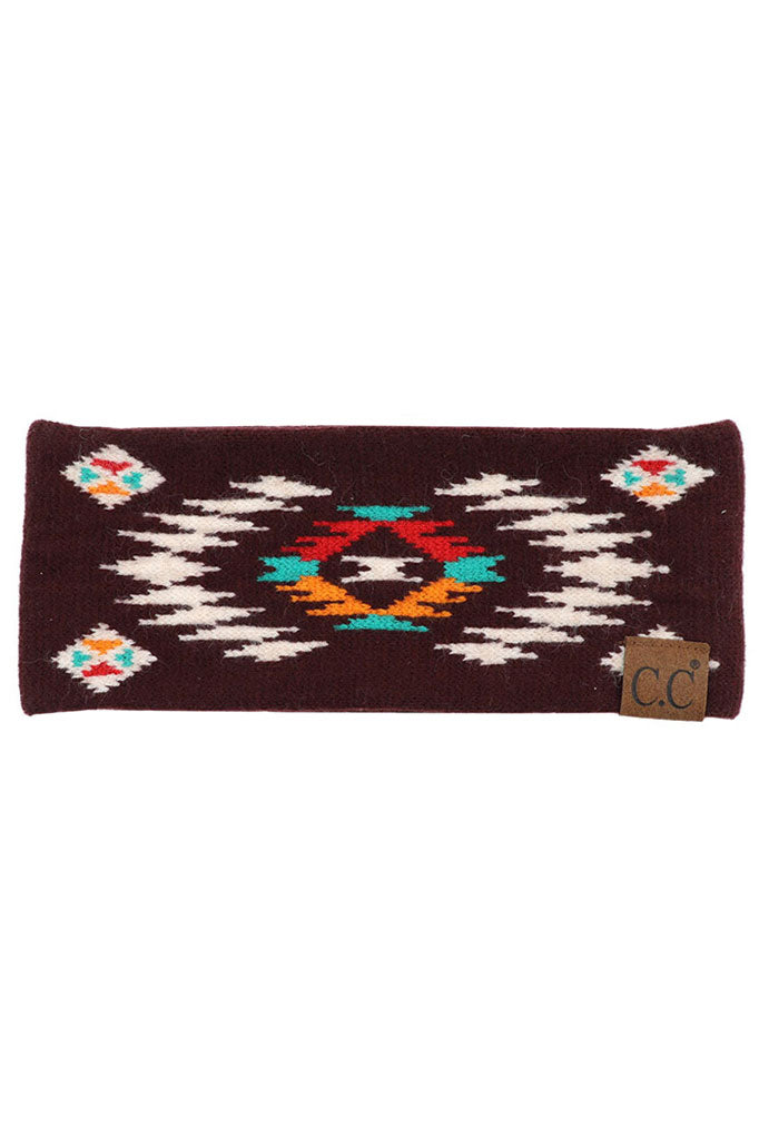 C.C Soft Aztec Pattern Headband Headwrap Earmuffs