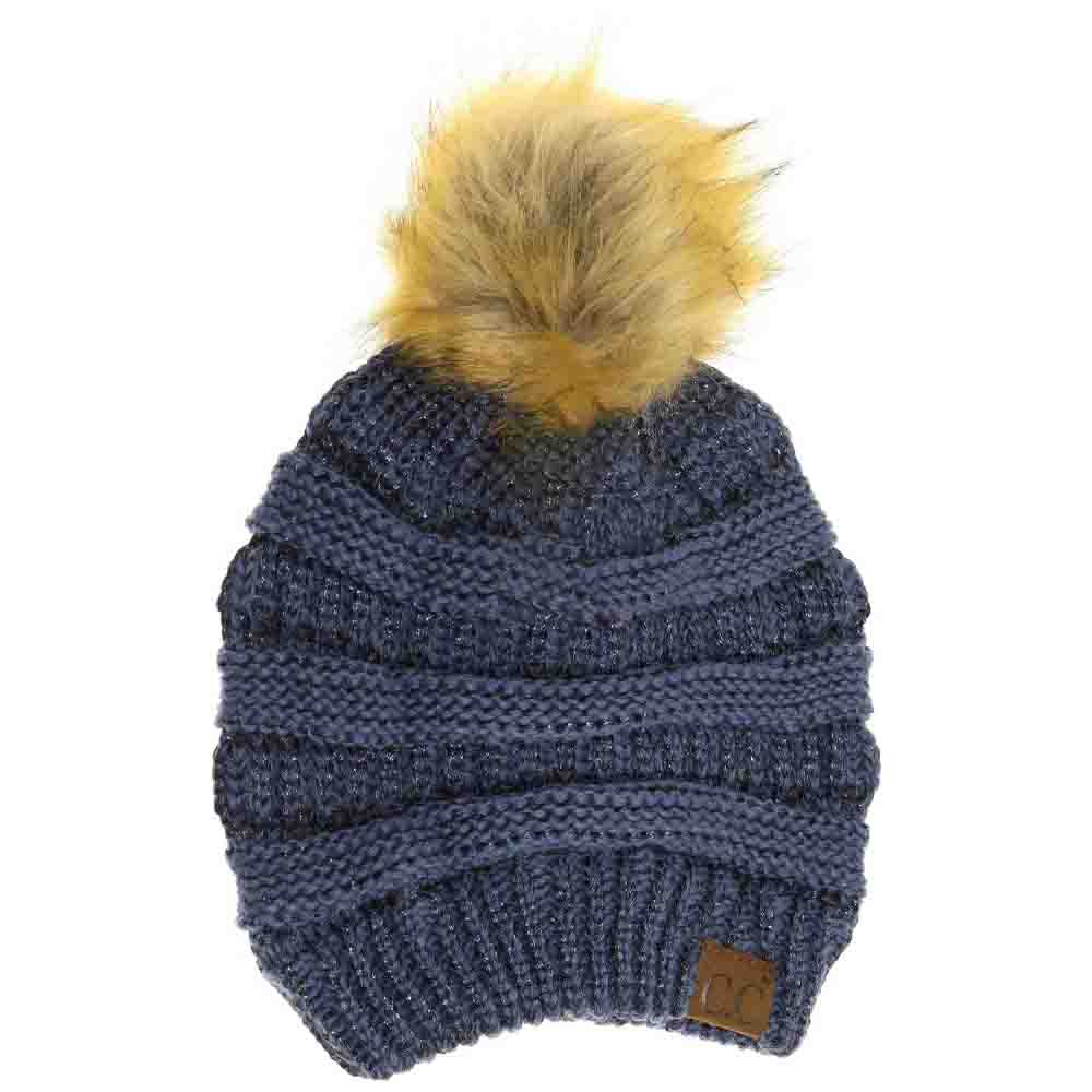 Metallic Fur Pom C.C Beanie