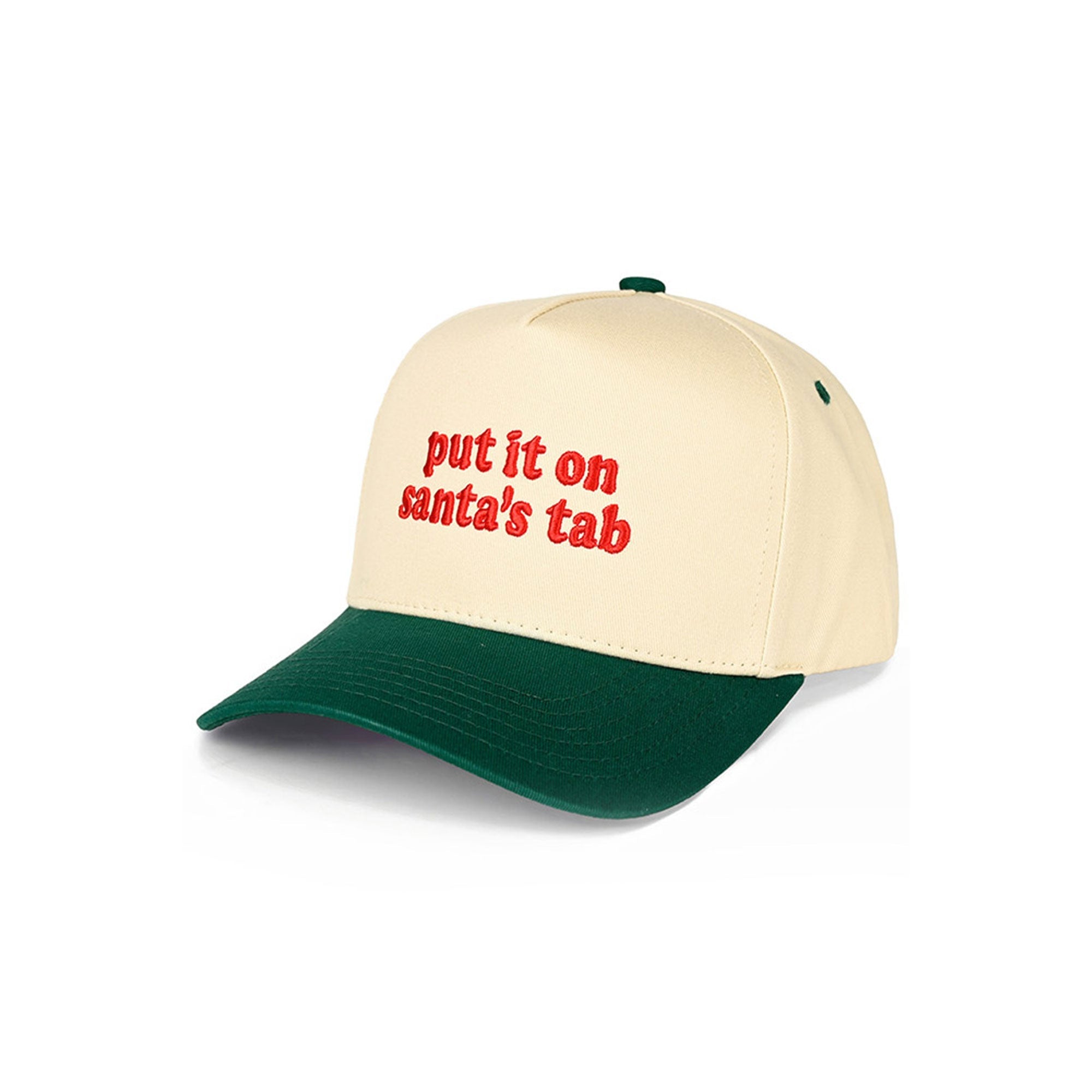 C.C PUT IT ON SANTA'S TAB Letter Christmas Theme Trucker Hat Baseball Cap