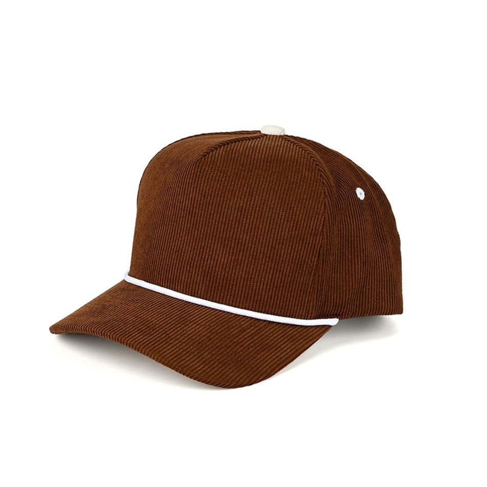 C.C Solid Corduroy Snapback Trucker Cap with Rope