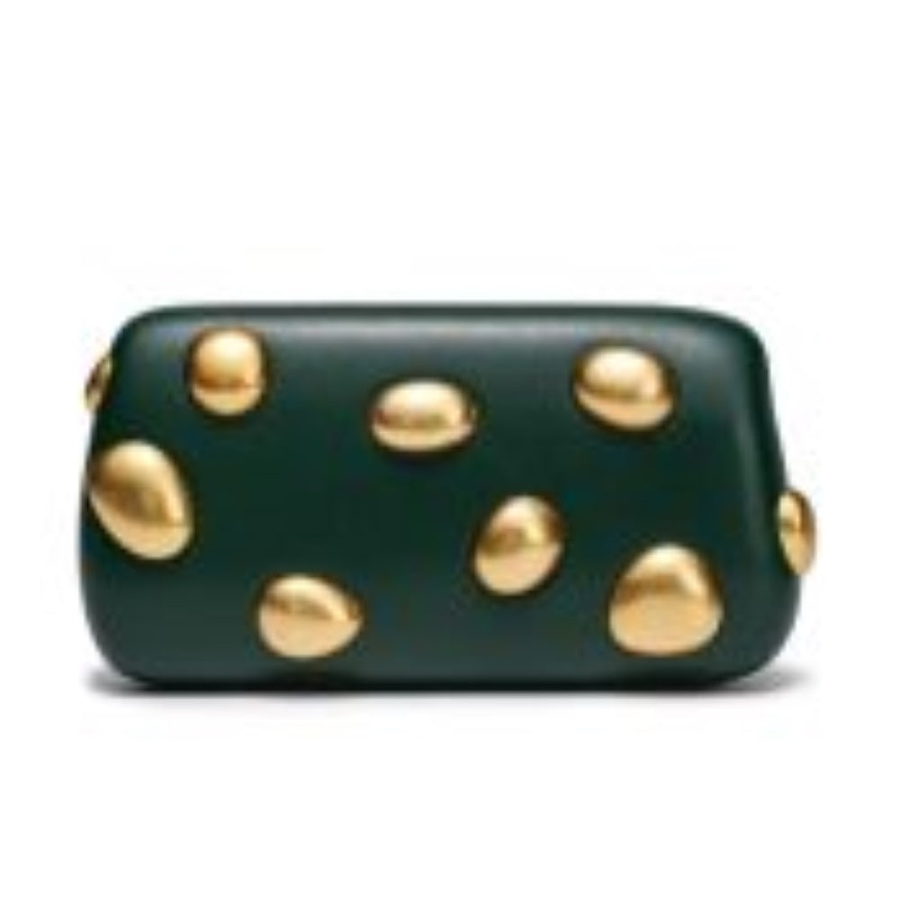 Studded Oblong Clutch Bag with Organic Accents