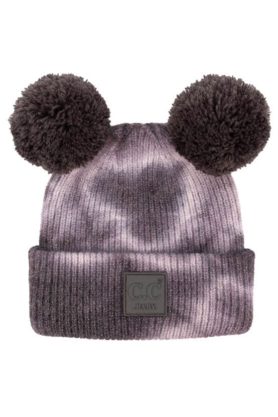 C.C Tie Dye Baby Beanie C.C Rubber Patch Double Yarn Pom