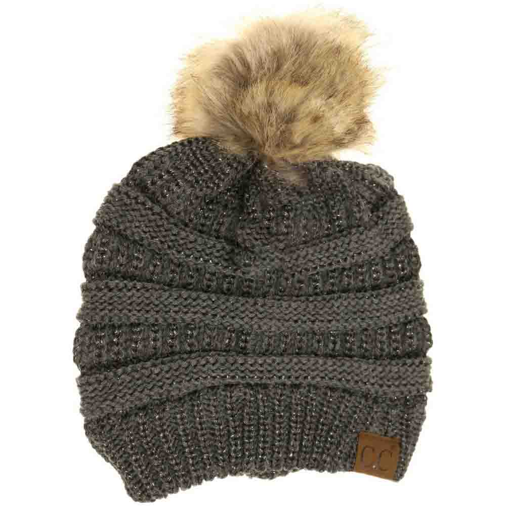 Metallic Fur Pom C.C Beanie