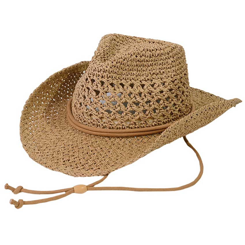 C.C Women's Paper Straw Open Weaved Cowboy Hat