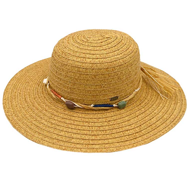 C.C Wide Brim Stone Trim Band Sun Hat
