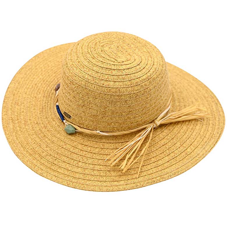 C.C Wide Brim Stone Trim Band Sun Hat