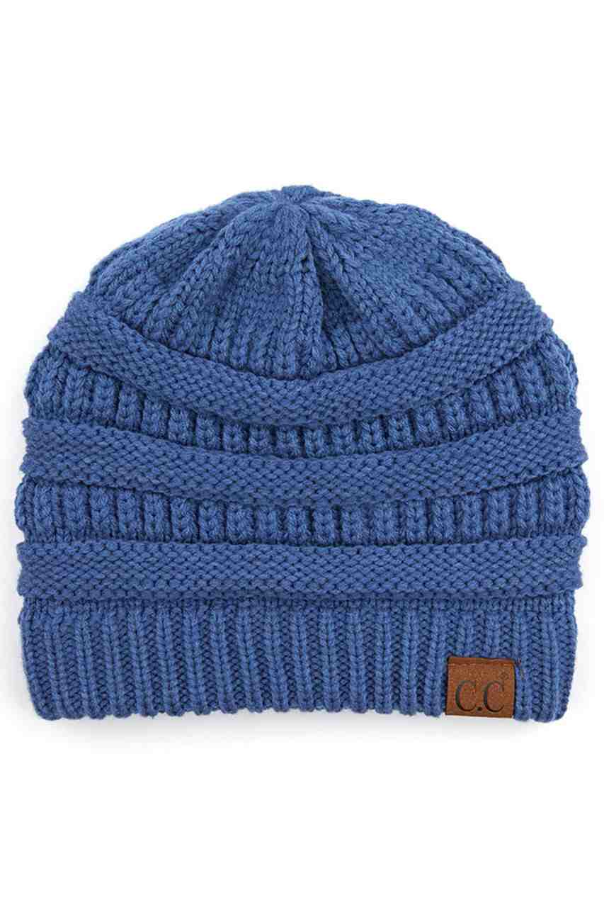 C.C Women's Ribbed Knit Solid Color Beanie