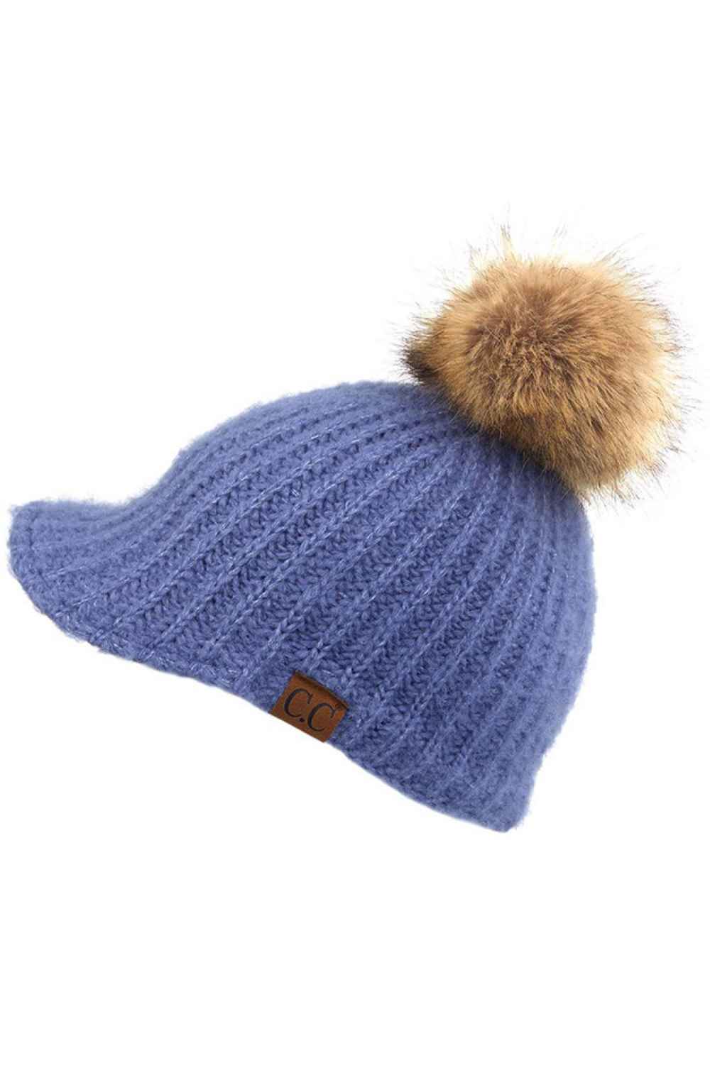 C.C Beanie Knitted Brim With Pom
