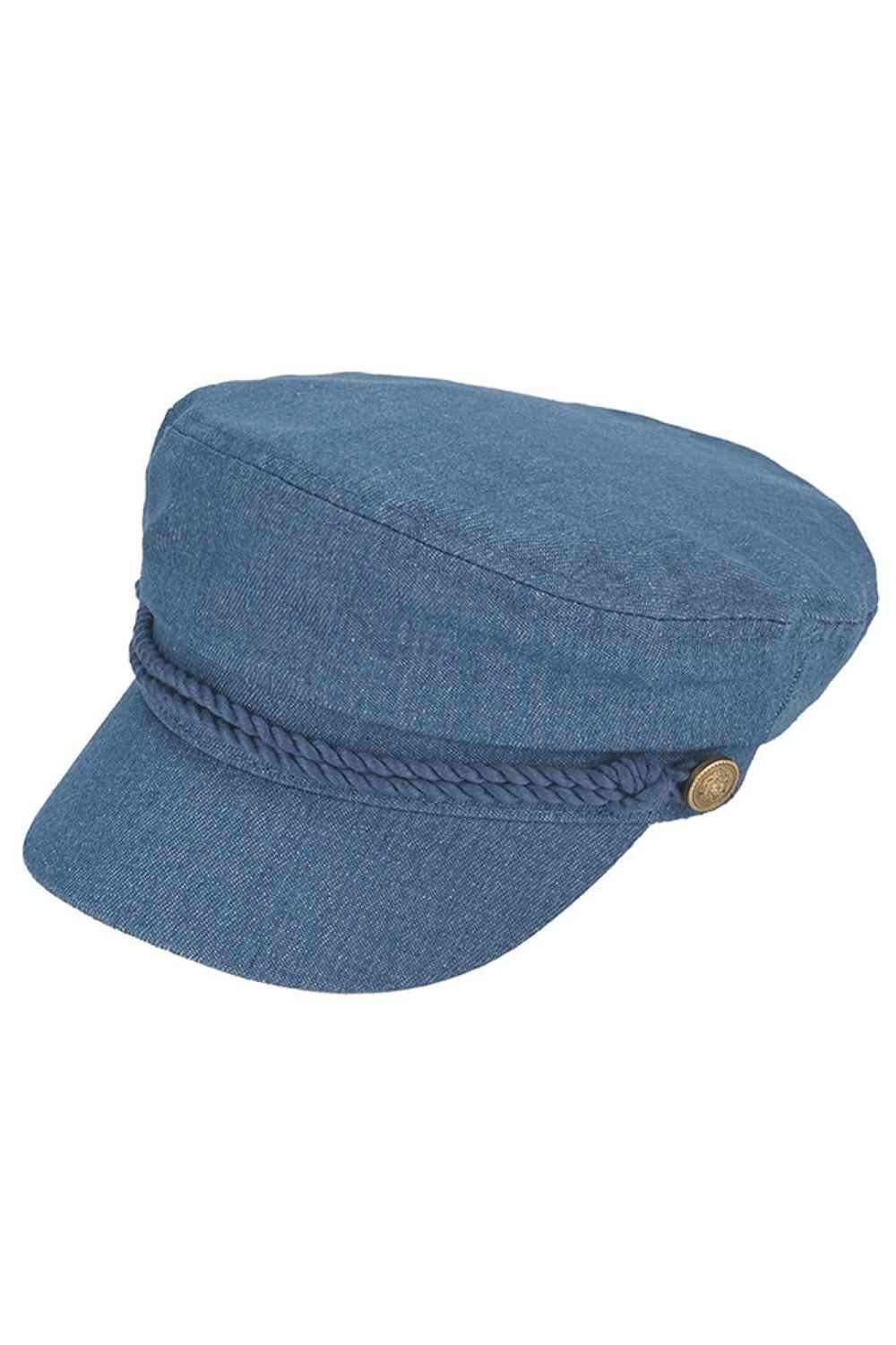 C.C Rope with Button Deco Solid Color Cotton Fish Man Cap