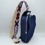 Geometric Pattern Strap Sling Bag with Zipper Pockets