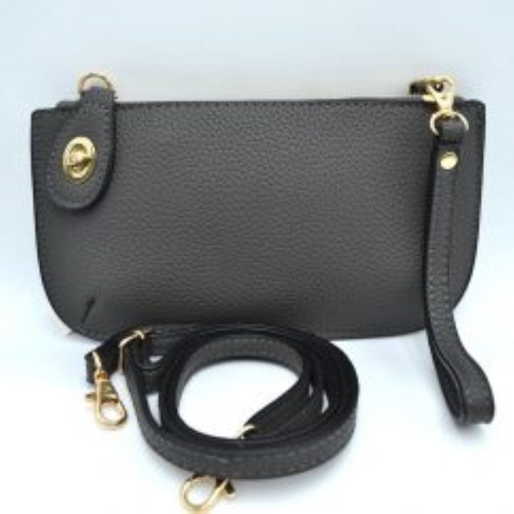 Pebbled Crossbody Clutch Bag with Removable Straps