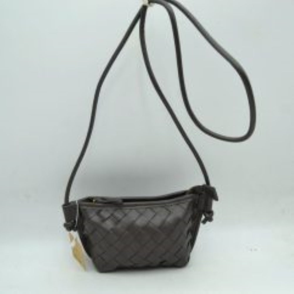 Woven Texture Small Crossbody Bag with Top Zipper and Cord Strap