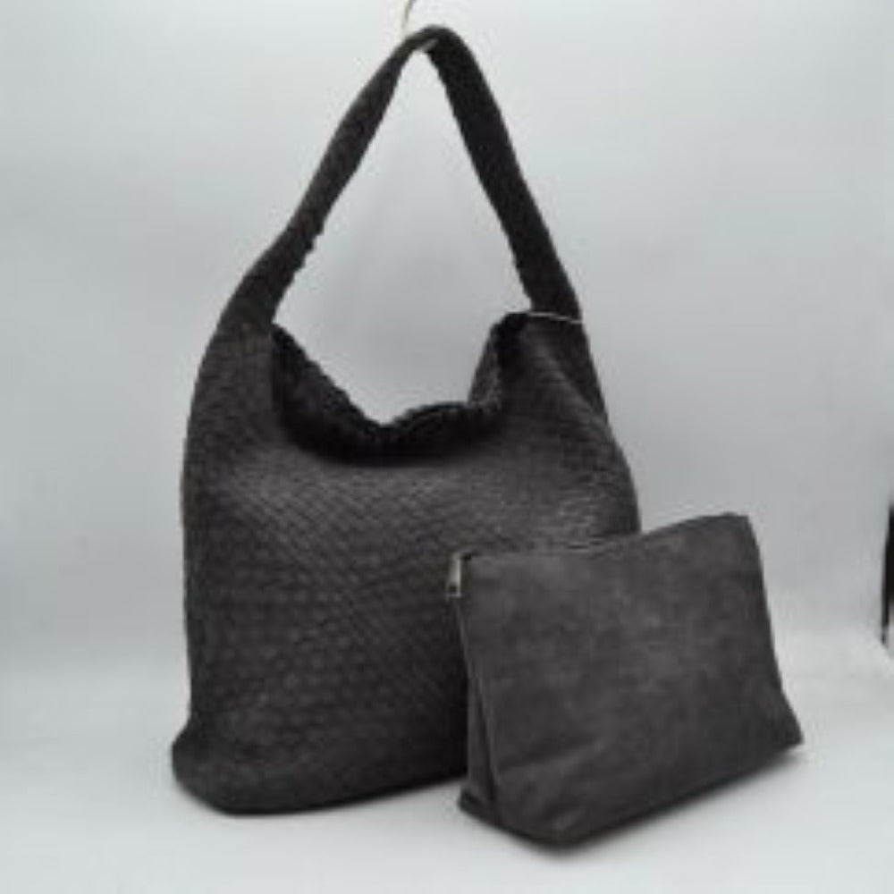 Woven Intrecciato Hobo Bag with Integrated Shoulder Strap