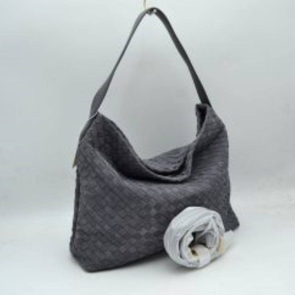 Woven Hobo Shoulder Bag with Detachable Strap