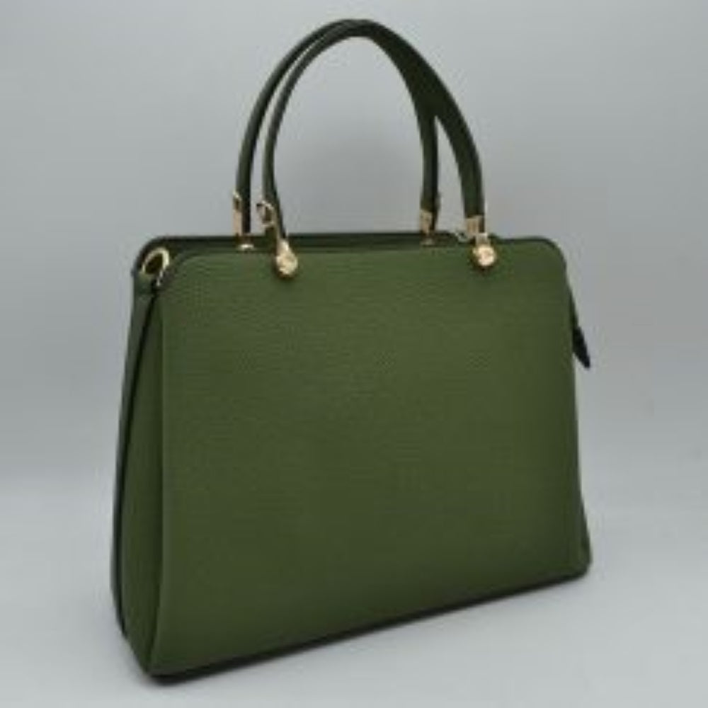 Structured Top Handle Handbag with Zipper Closures