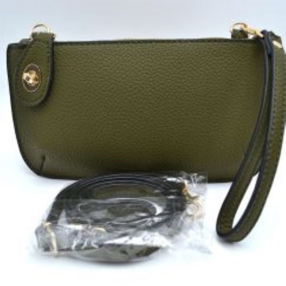 Pebbled Crossbody Clutch Bag with Removable Straps