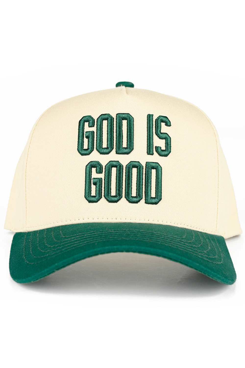 C.C GOD IS GOOD Embroidered Letter Two Tone Trucker Hat