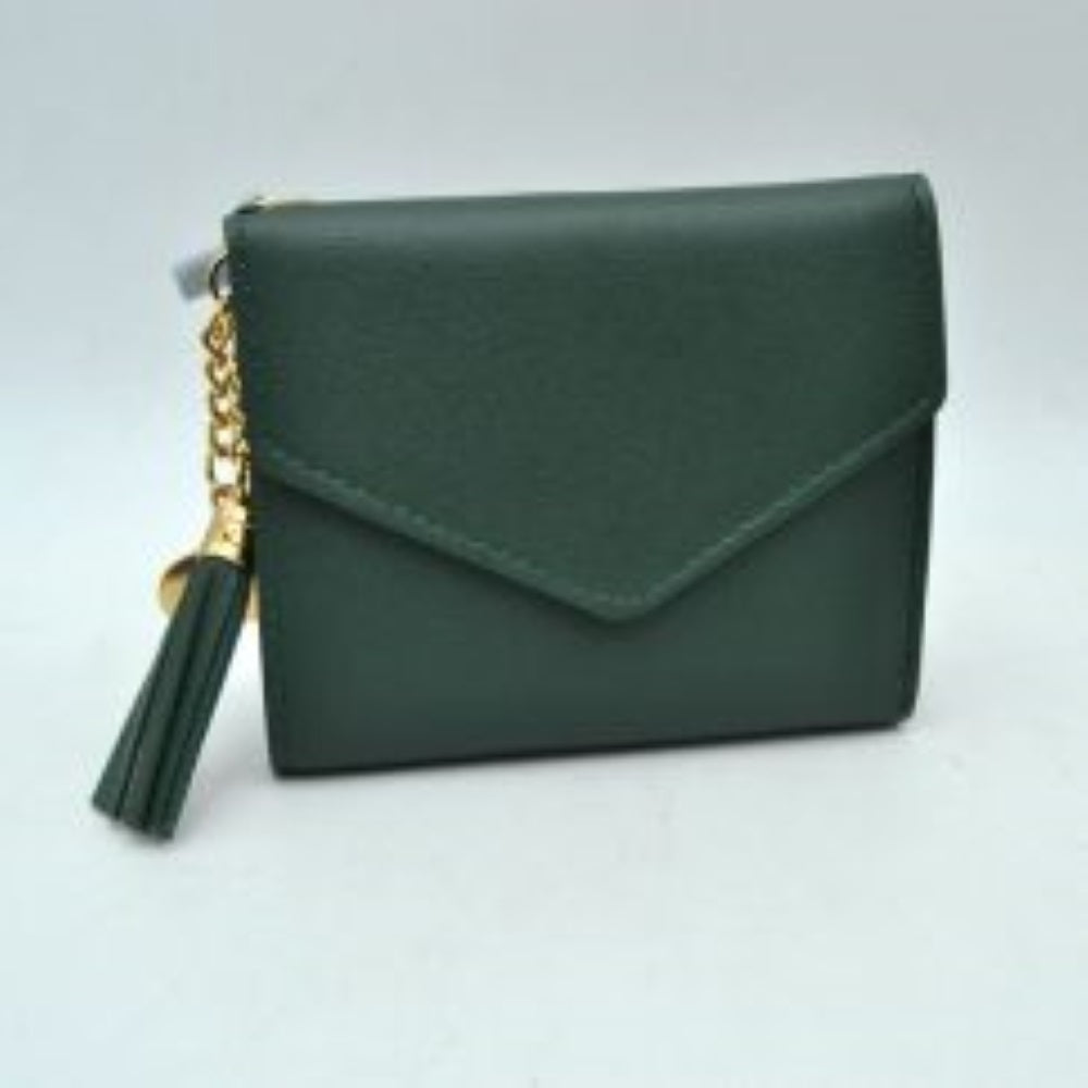 Envelope Flap Compact Wallet with Tassel Charm
