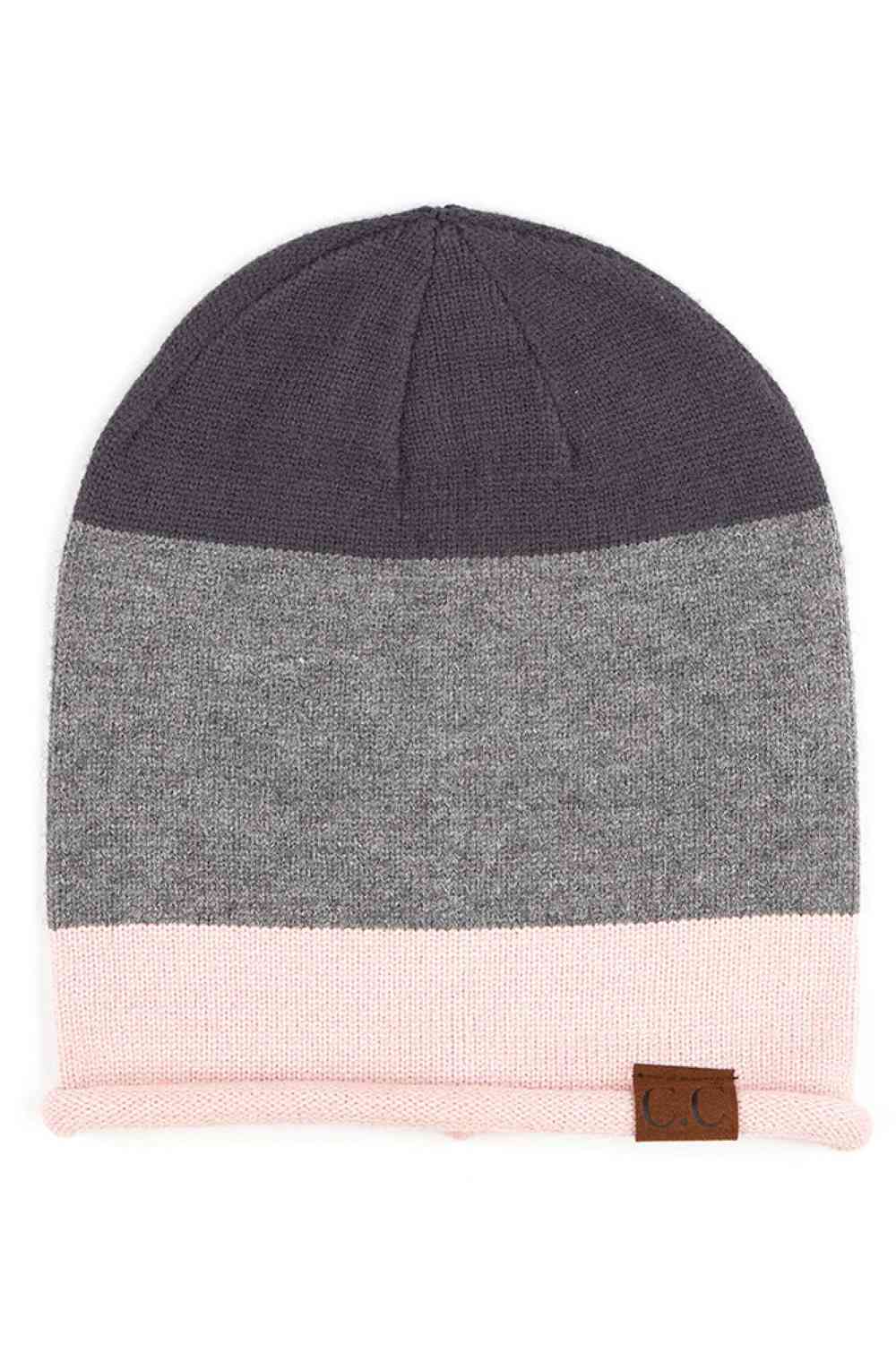 C.C Colorblock Rolled Cuff Slouchy Beanie