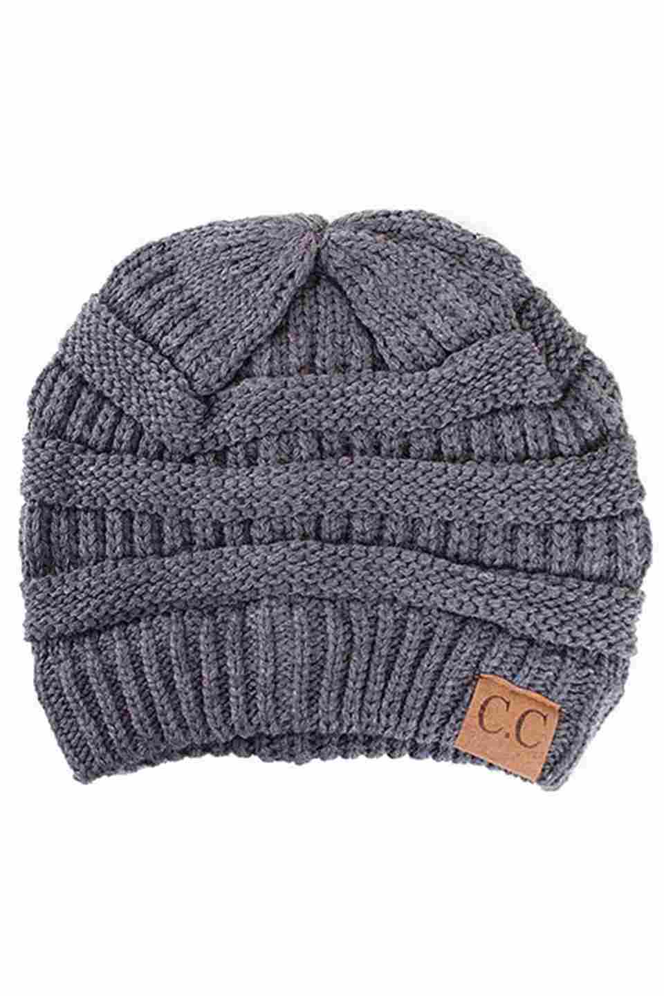 C.C Women's Ribbed Knit Solid Color Beanie