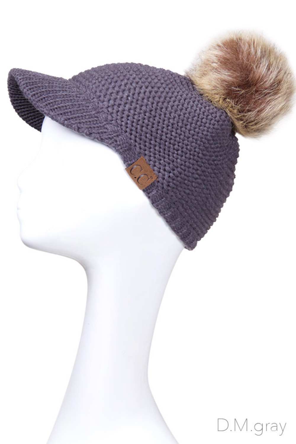 C.C Knit Brim Beanie With Pom