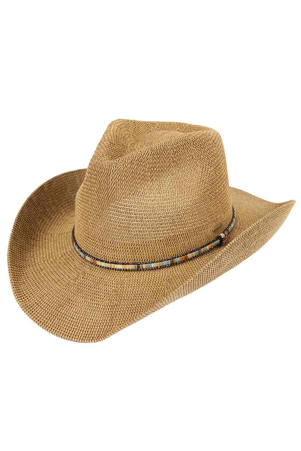 C.C Multi Colored Trim Band Knitted Cowboy Hat