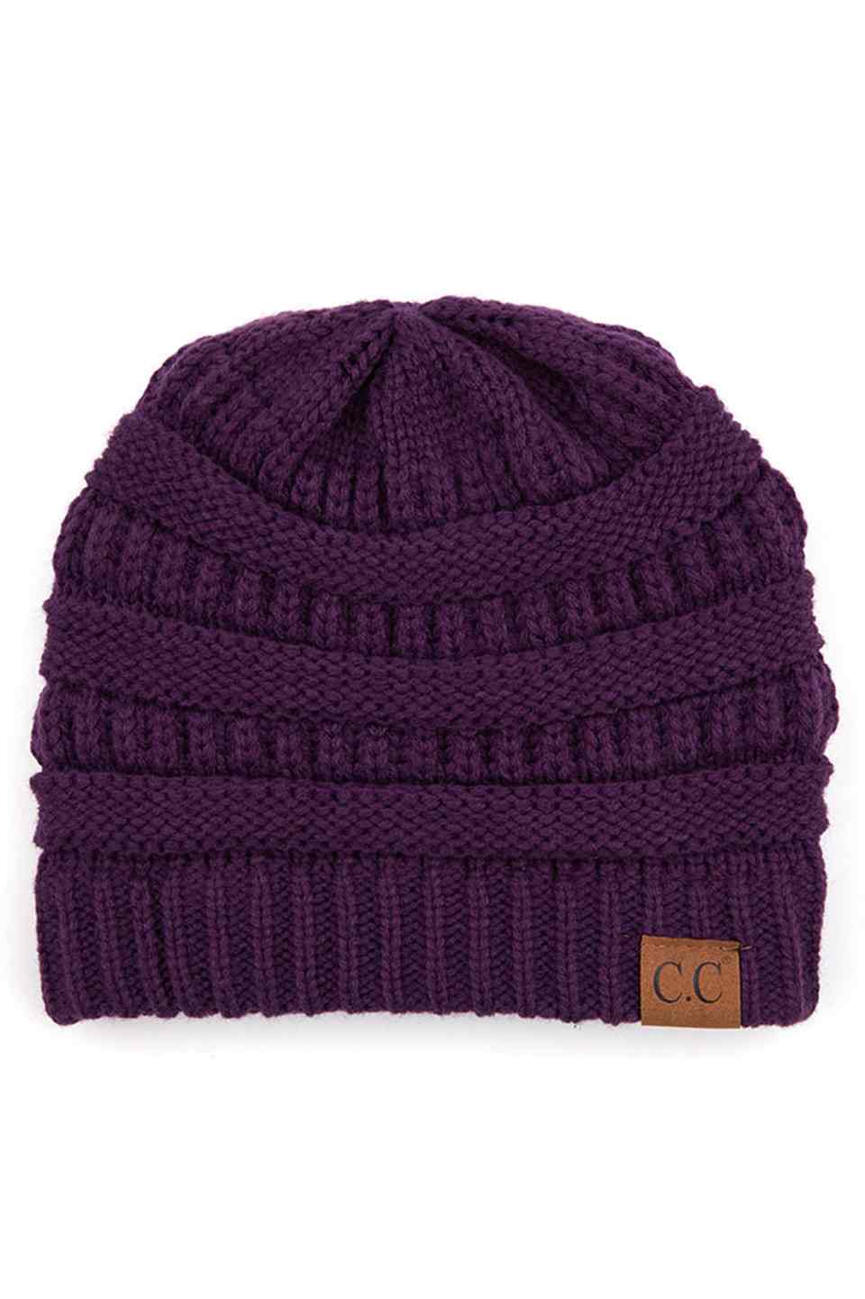 C.C Women's Ribbed Knit Solid Color Beanie