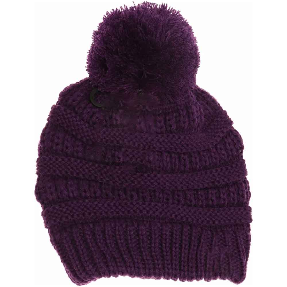 Kids Solid Pom C.C Beanies