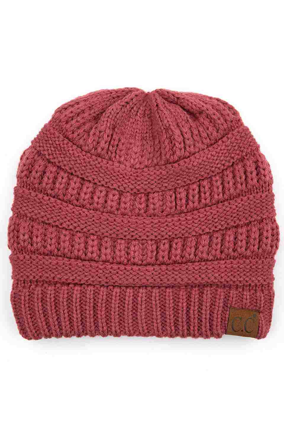 C.C Women's Ribbed Knit Solid Color Beanie