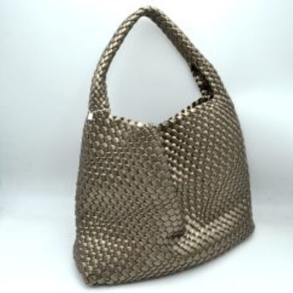 Woven Slouchy Shoulder Bag with Matching Zipper Pouch Set