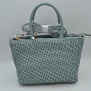 Woven Mini Tote Bag with Rounded Top Handles and Detachable Strap