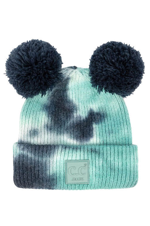 C.C Tie Dye Baby Beanie C.C Rubber Patch Double Yarn Pom