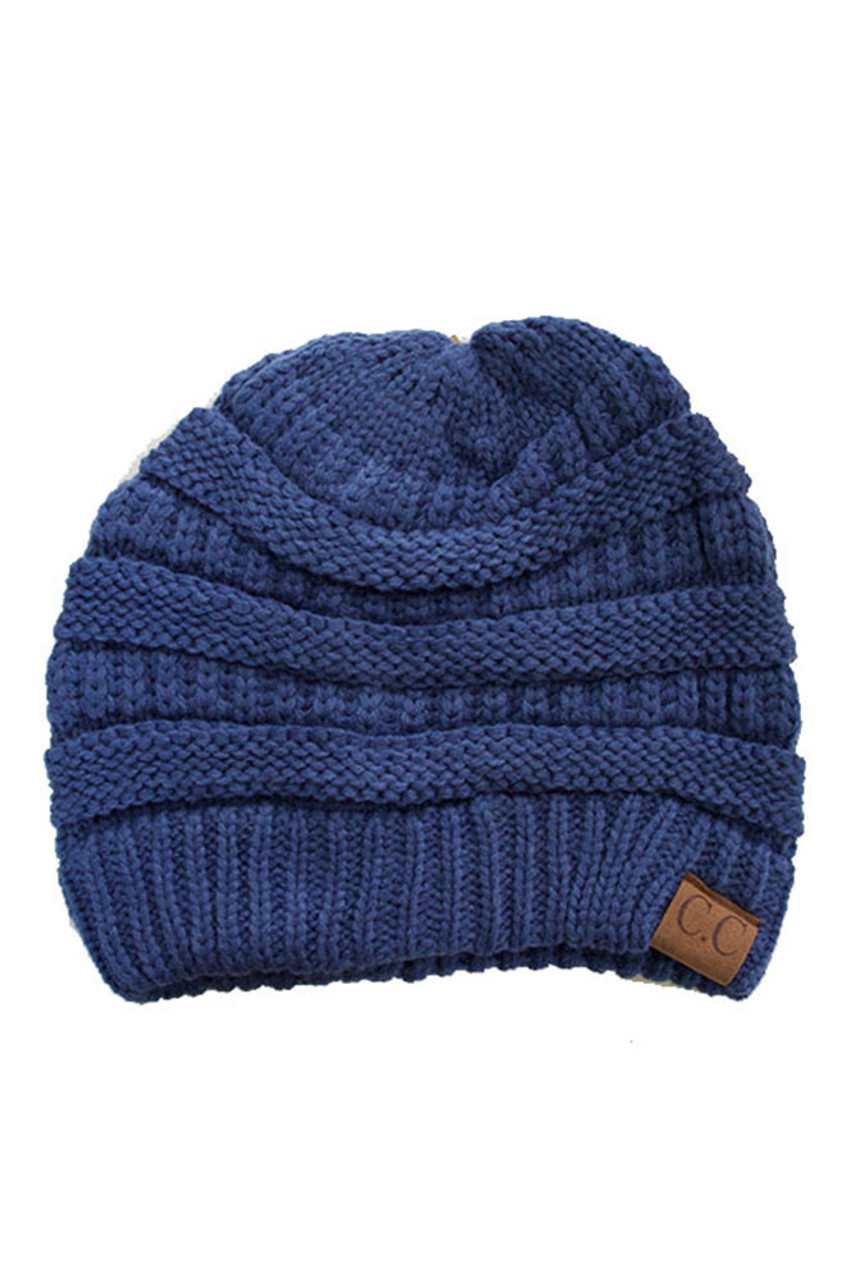 C.C Women's Ribbed Knit Solid Color Beanie