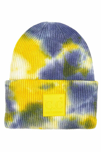 C.C Women's Tie Dye Beanie Hats With Rubber Patch