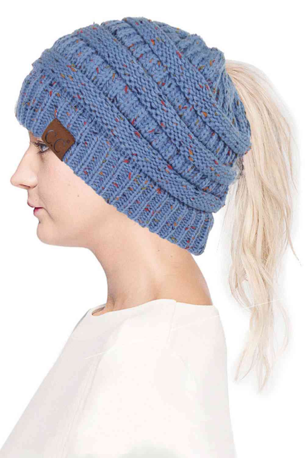 C.C Confetti Ponytail Messy Bun Beanie