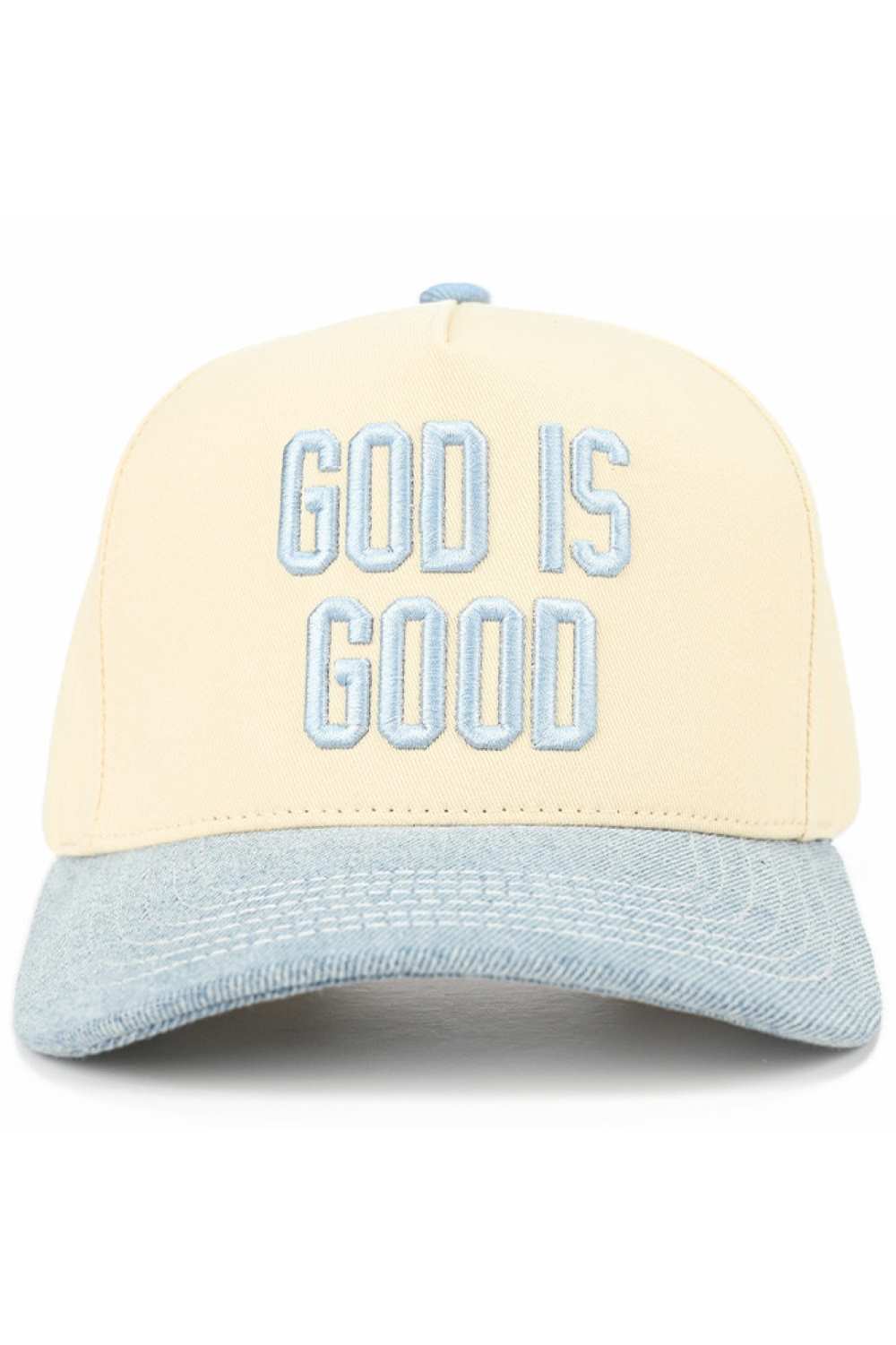 C.C GOD IS GOOD Embroidered Letter Two Tone Trucker Hat