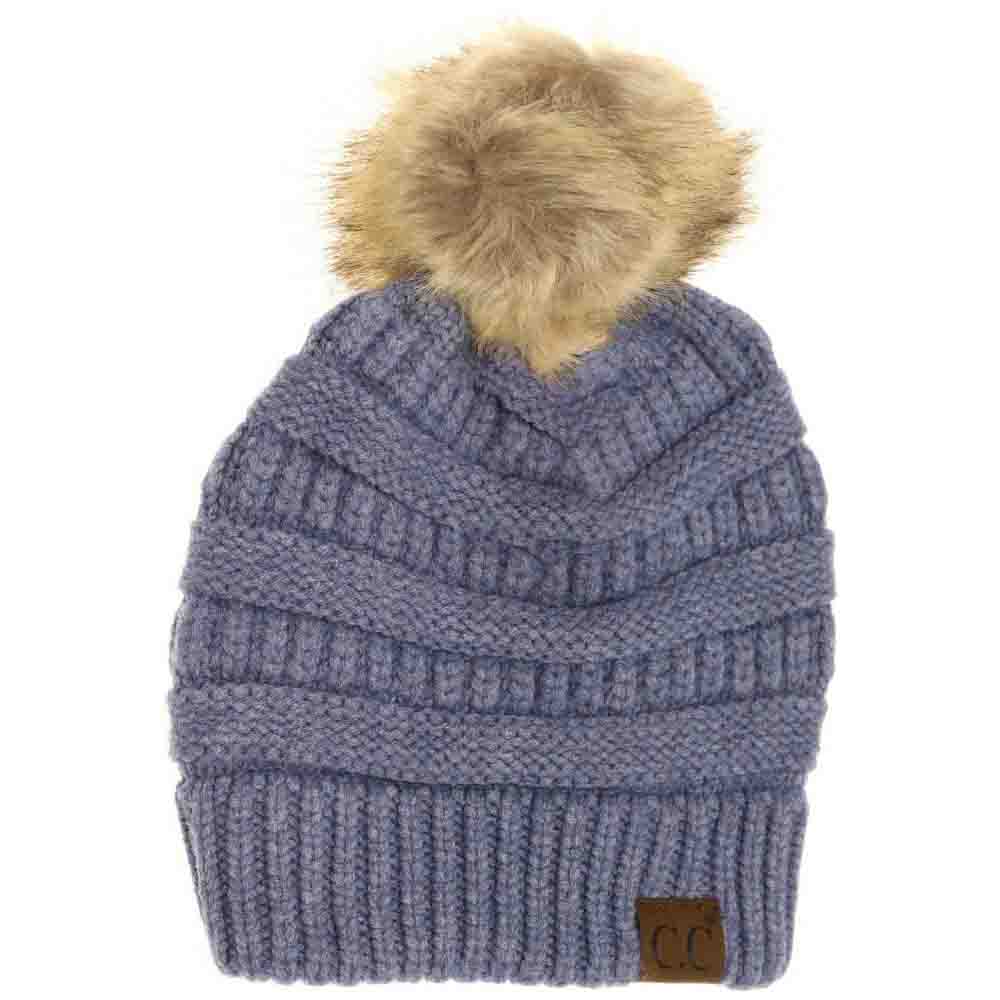 Mixed Soft Yarn Natural Pom C.C Beanie