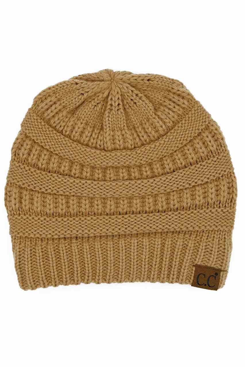 C.C Women's Ribbed Knit Solid Color Beanie