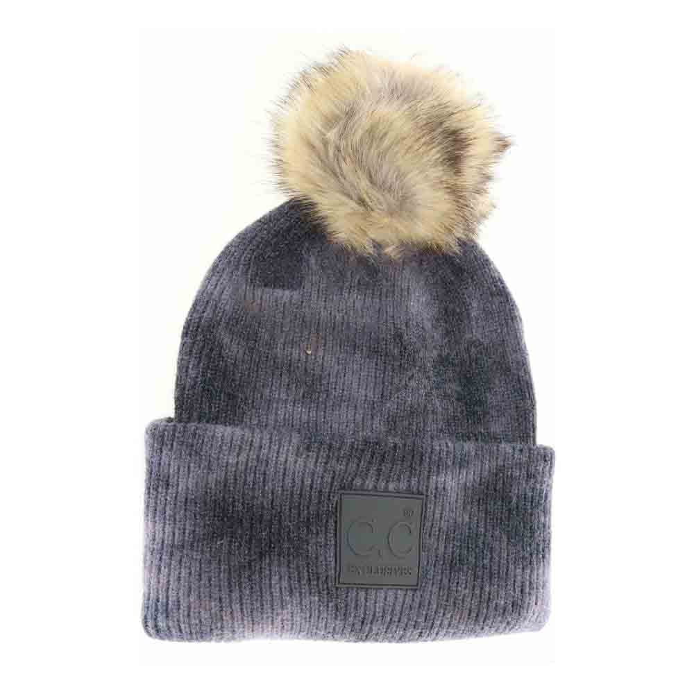 Women's Tie Dye Fur Pom C.C Beanie