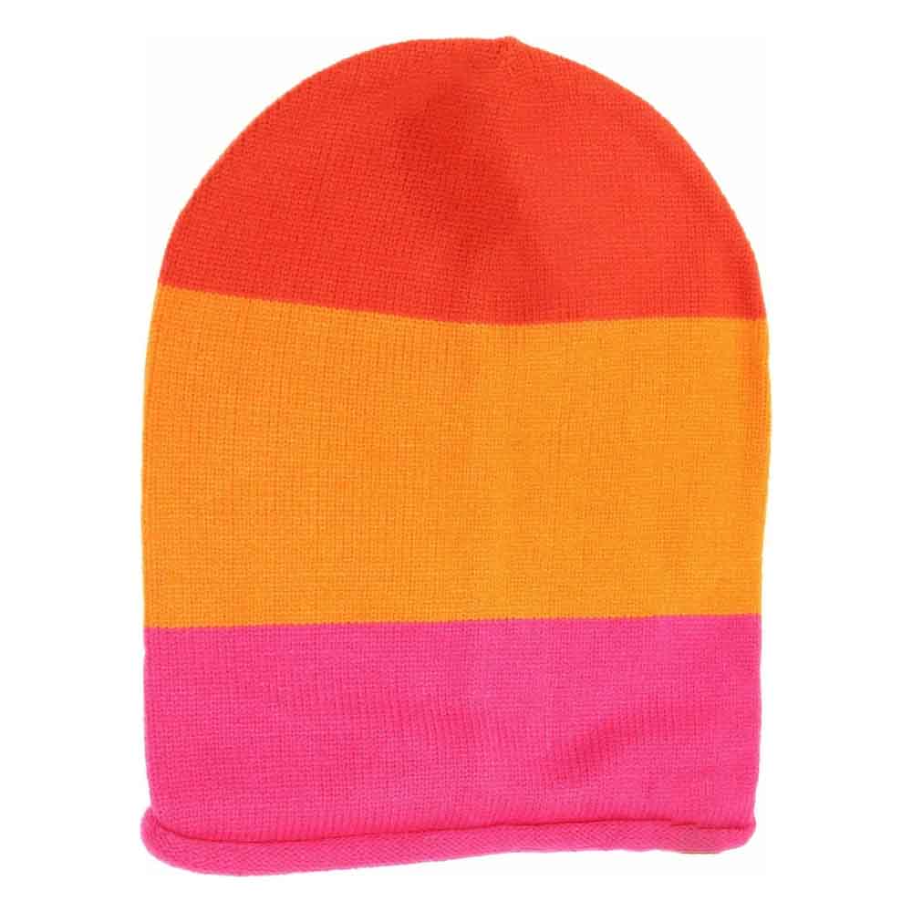 Colorblock Rolled Cuff Slouchy C.C Beanie