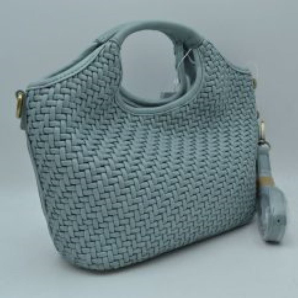 Woven Basket Weave Top-Handle Crossbody Bag and Handbag with Adjustable Strap